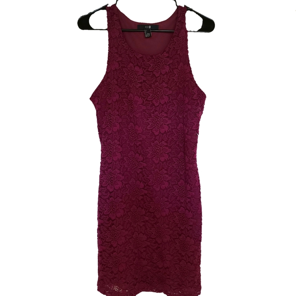 🆕 XXI (Forever 21) Wine Lace Body Con Tank Dress